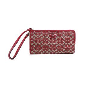 Coach Signature Red L-Zip Wallet Wristlet 52462B